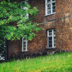 Fototapeta na wymiar Nice elegant red brick house in Germany