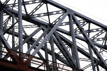 bottom-up view of the railway truss bridge section