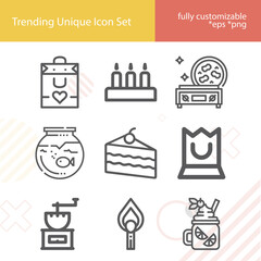 Simple set of cup related lineal icons.