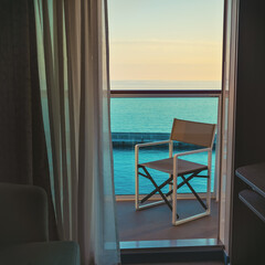 Chair on the balcony of the cruise ship