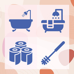 Fototapeta premium Simple set of water closet related filled icons