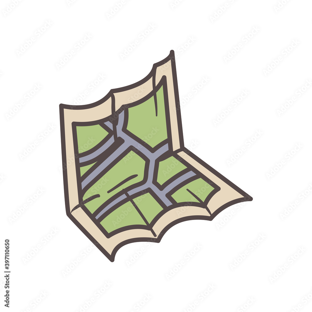 Poster map with routes vector design
