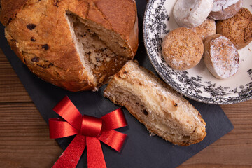 typical christmas desserts and sweets, panettone