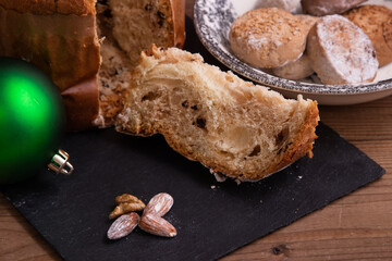 typical christmas desserts and sweets, panettone