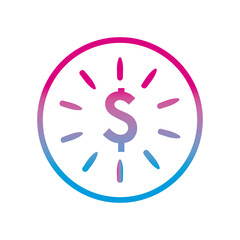 dollar coin gradient style icon vector design