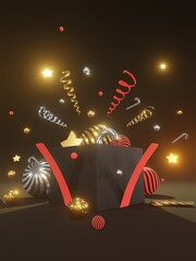3D render - 3D Happy New Year background, Happy New Year 2021, Party poster template, Holiday, poster, header, website, holiday Christmas new year concept.