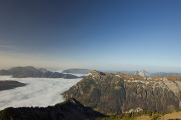 Fog sea over the mountains of central Switzerland