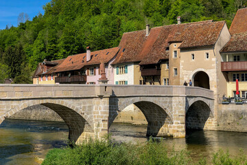 Cité médiévale de St-Ursanne, Clos du Doubs, Jura (Suisse)