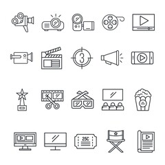 Movie icon set. Cinema concept collection of vector illustrations.