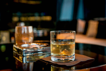 Whisky Drink on a Bar Table