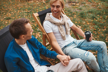 Gay couple outdoors