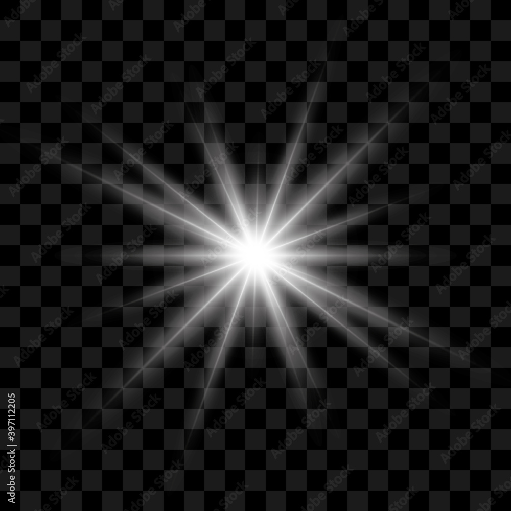 Wall mural white beautiful light explodes with a transparent explosion. vector, bright illustration for perfect