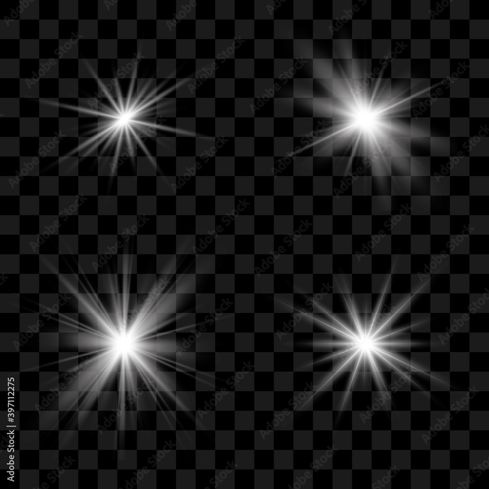 Wall mural white beautiful light explodes with a transparent explosion. vector, bright illustration for perfect
