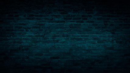 Old brick texture in Tidewater Green. Dark empty brick wall. Rough, rough surface, finishing material.