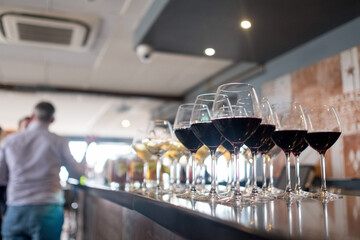  Close Up of Red Wine on a Bar Counter