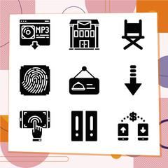 Simple set of 9 icons related to spot