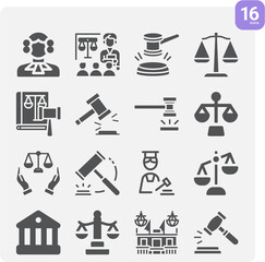 Fototapeta premium Simple set of magistrate related filled icons.