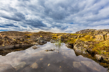 Beautiful arctic summer landscape on Barents sea shoreline.