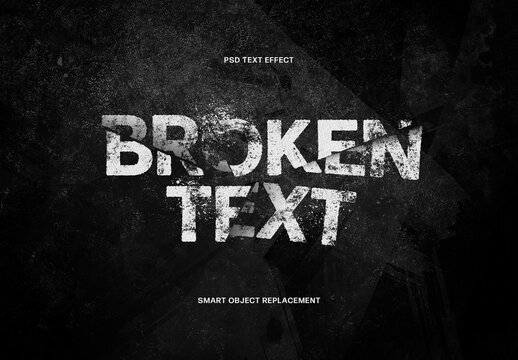 Realistic Broken Text Effect Mockup