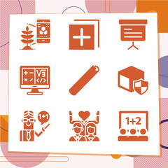 Simple set of 9 icons related to variables