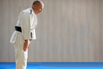 Old martial art sensei bowing