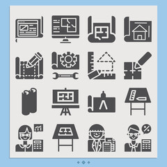 Simple set of calculator related filled icons.