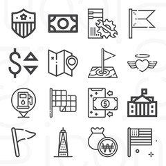 16 pack of usa  lineal web icons set