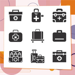 Simple set of 9 icons related to former