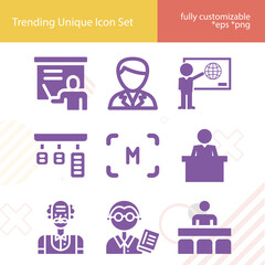Simple set of tutor related filled icons.