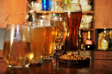 Still life of beers of different colors