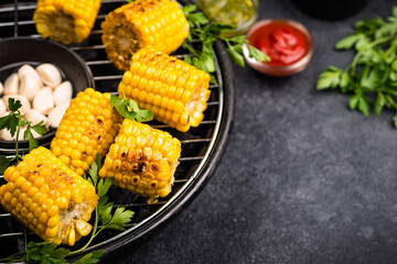 Grilled corn. Summer vegan food
