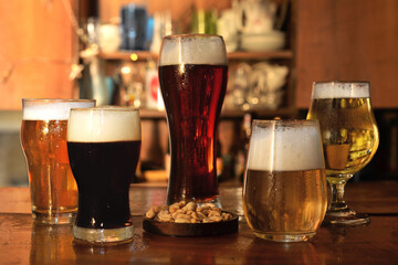 Still life of beers of different colors