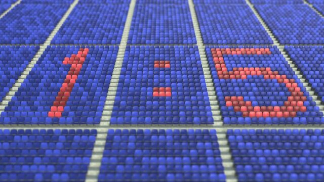 1-5 score made with stadium seats, sports conceptual 3D animation