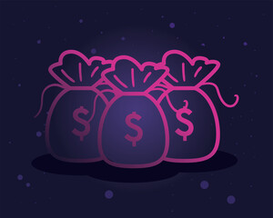 dollar bags gradient style icon vector design
