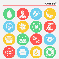 16 pack of care  filled web icons set