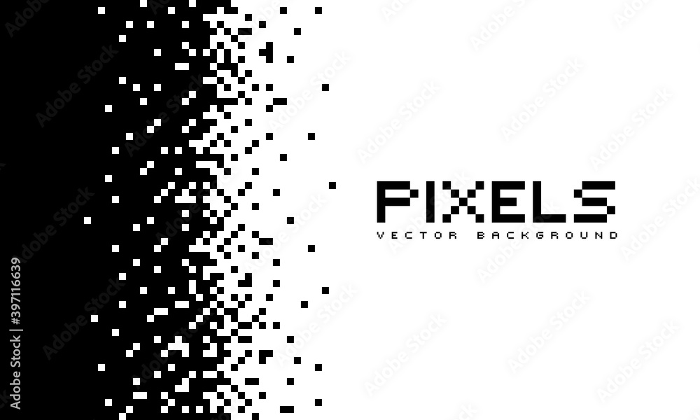 Fototapete illustration disintegrates or dissolves on the pixel pattern. vector concept of technology. place fo