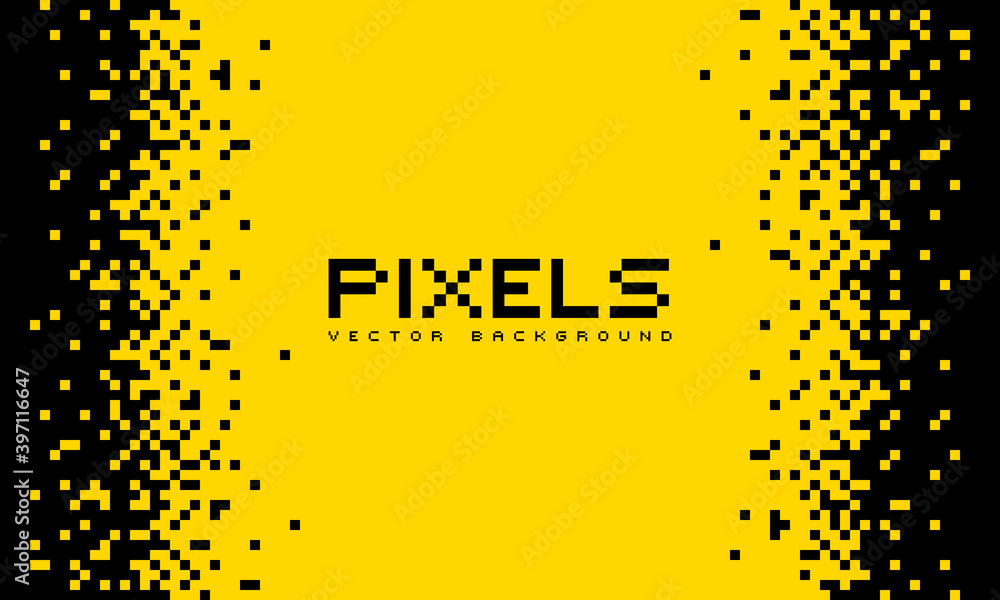 Fototapete illustration disintegrates or dissolves on the pixel pattern. vector concept of technology. place fo