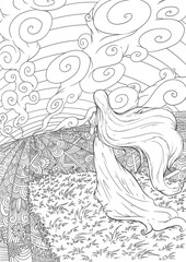 Line art design for adult or kids colouring page in zentangle style. illustration.