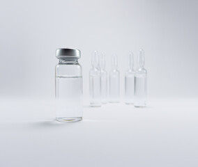 Vaccine coronavirus in glass bottle. Stop coronavirus. Stop corona