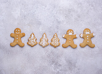 Obraz na płótnie Canvas Christmas gingerbread cookies in face masks