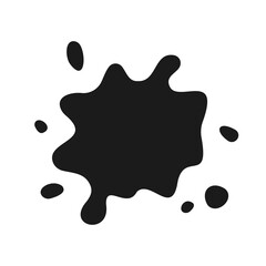 Vector ink splat icon. Paint splash monochrome flat symbol isolated. Spot sign, logo illustration.