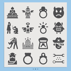 Simple set of saint related filled icons.