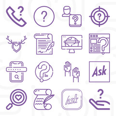 16 pack of seeking  lineal web icons set