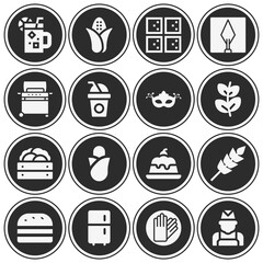 16 pack of cereal  filled web icons set