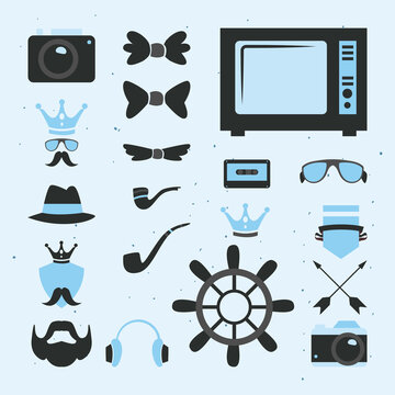 Hipster set icons vector design