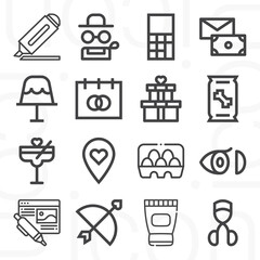 16 pack of bring out  lineal web icons set