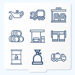 Simple set of 9 icons related to crude