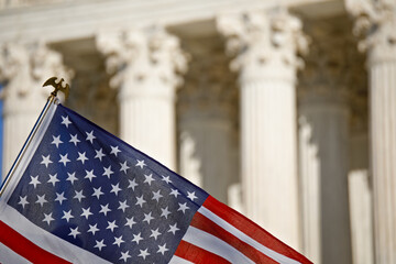 American Flag at U.S. Supreme Court in Washington, DC - obrazy, fototapety, plakaty