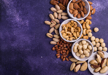 Almonds, pecan, macadamia, pistachio, and cashew