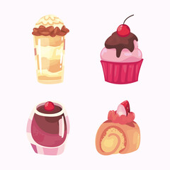 sweet food set of icons vector design